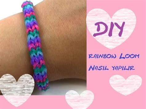 DIY Türkçe Lastik Bileklik basit yapımı Rainbow Loom nasil yapilir