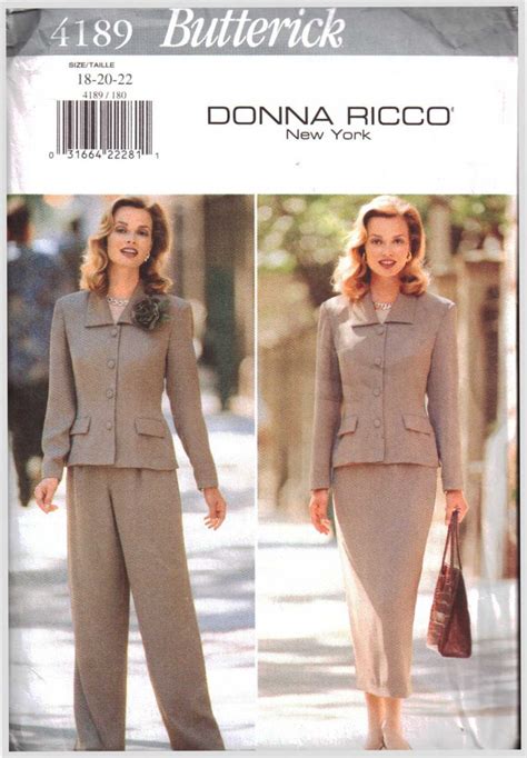 Butterick 4189 Suit Tops Skirts Pants By Donna Ricco Size 18 20 22 Or 12 14 16 Uncut Sewing