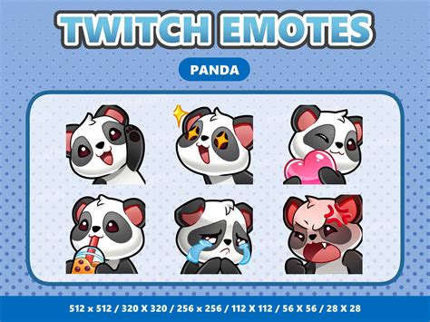 Panda Kawaii Emotes Pack Twitch Discord Youtube Streamer Cute Digital