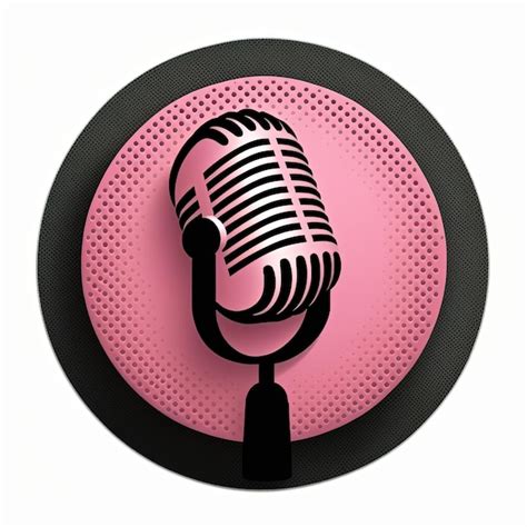 Icono De Micrófono Negro En Círculo Rosa Logotipo De Podcast Fondo