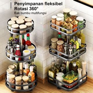 Jual Rak Bumbu Putar Berputar 360 Derajat Rak Dapur Serbaguna Stainless