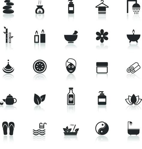 Spa Icons Set Elegant Series Stock Vector Tantoon