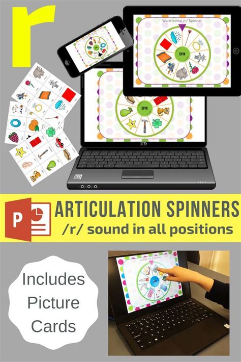 No Print R Sound Articulation Spinners For Digital Use On Ipad Or In Teletherapy School Speech