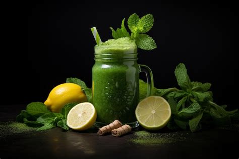 Premium Photo Detox Juice Green Apple And Spinach Smoothie