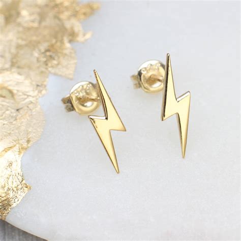 Ct Gold Plated Or Sterling Silver Mini Lightning Bolt Earrings