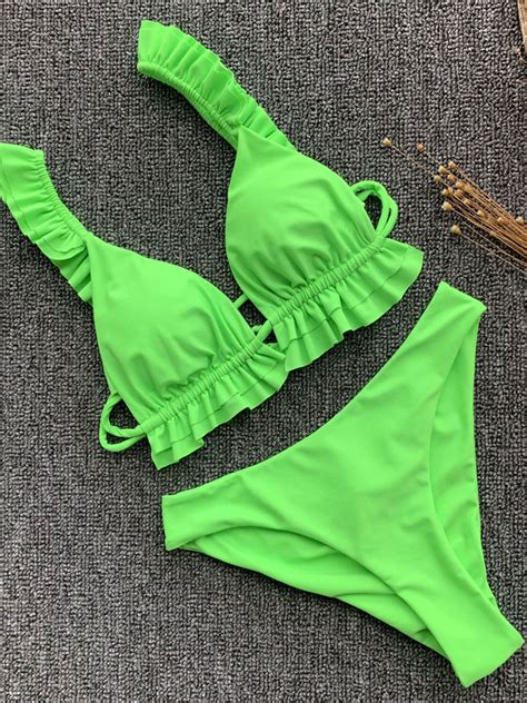 Frauen Bikini Badeanzug 2023 Rüschen Riemen Low Rise Sommer Sexy