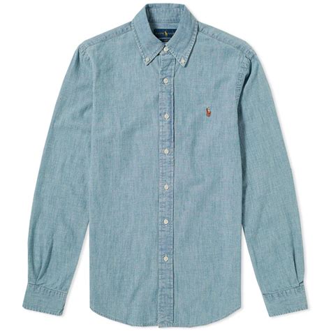 Lyst Polo Ralph Lauren Slim Fit Button Down Chambray Shirt In Blue