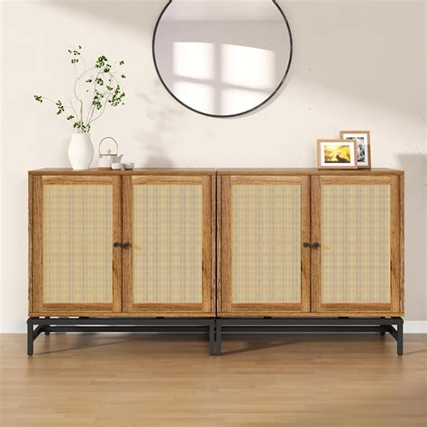 Awqm Sideboard Buffet Cabinet With Storage Rattan Storage Cabinet With