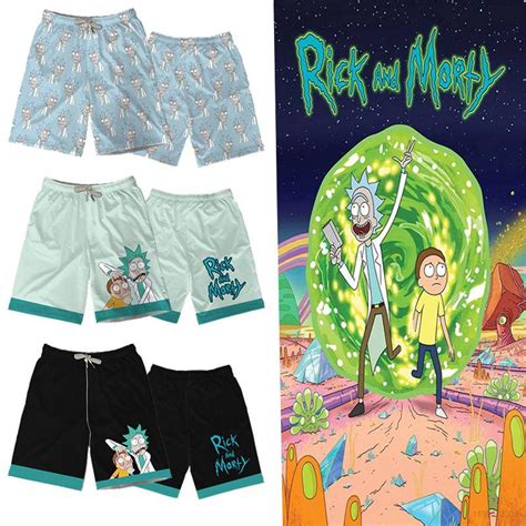 Gr Rick And Morty Shorts Anime Cintura Alta Casual Suelto Unisex