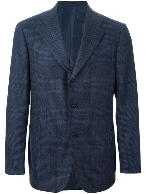 Lyst Kiton Checked Blazer In Blue For Men