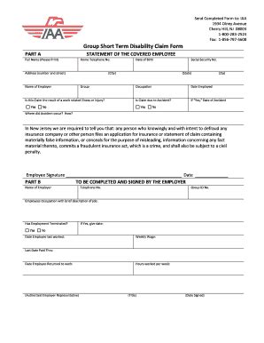 Fillable Online STD2015 Monmouth County Claim Bformbpdf Fax Email Print