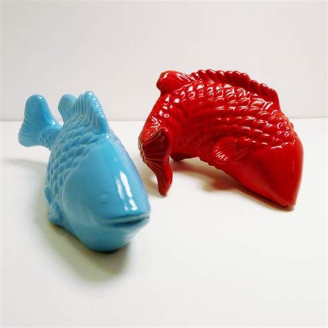 Ceramic Fish Figurines Turquoise Red Aqua Blue By Nashpop 2400