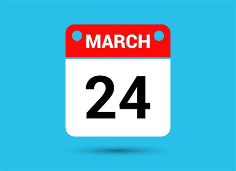 Premium Vector | March 24 calendar date flat icon day 24 vector ...