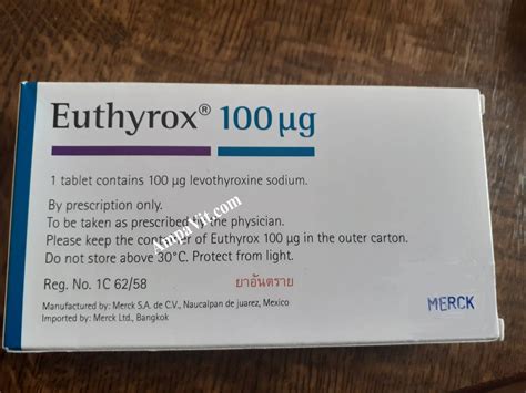 Merck Euthyrox Thyroid Support Supplement 100mcg 100 Tabs AmpaVit B124U