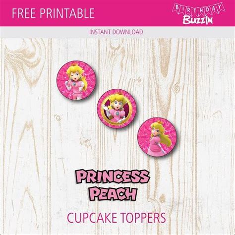 Free Printable Princess Peach Cupcake Toppers Birthday Buzzin Peach