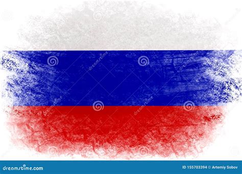 Russia Flag In Grunge Style Russian Flag With Grunge Texture Stock