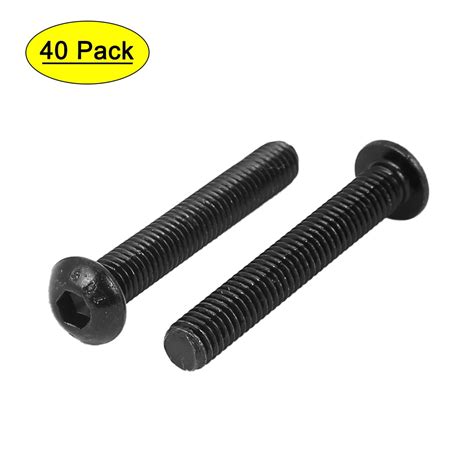 Uxcell M6x40mm 109 Alloy Steel Button Head Hex Socket Cap Screw Bolt Black 40 Pack