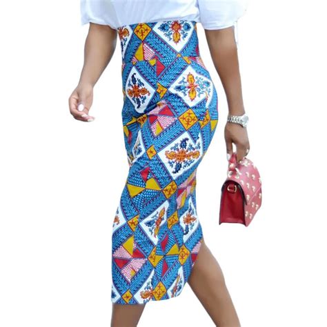 Sexy Stylish African Print High Waist Bodycon Pencil Midi Skirt Women Plus Size Vintage