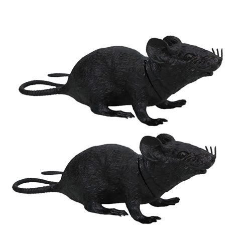 Plastic Rats For Haunted House Gii | Holiday | 2 Creepy Squeaking Black