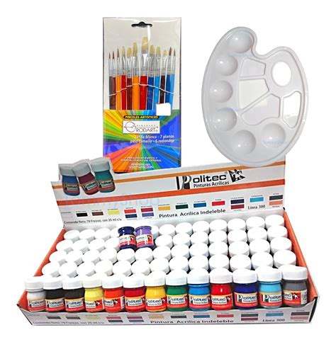 Set Pintura Politec L300 78 Botes 20 Ml Pinceles Y Godete Envío gratis