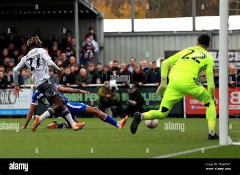 Eastleigh's Paul McCallum scores the opening goal during the Emirates ...