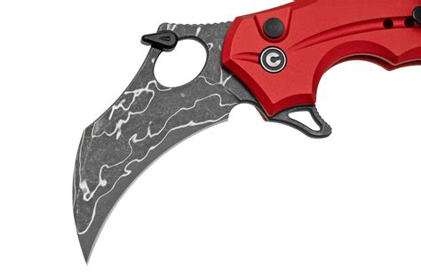 Civivi Incisor II C16016B DS1 Red Aluminium Damascus Hawkbill Karambit