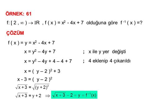 Fonksiyonların Tersini Bulma Örnek Çözümlü Sorular