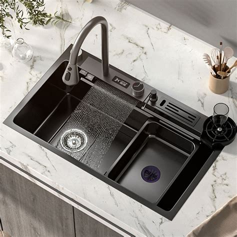 Multifunction Stainless Steel Kitchen Waterfall Sink With Digital