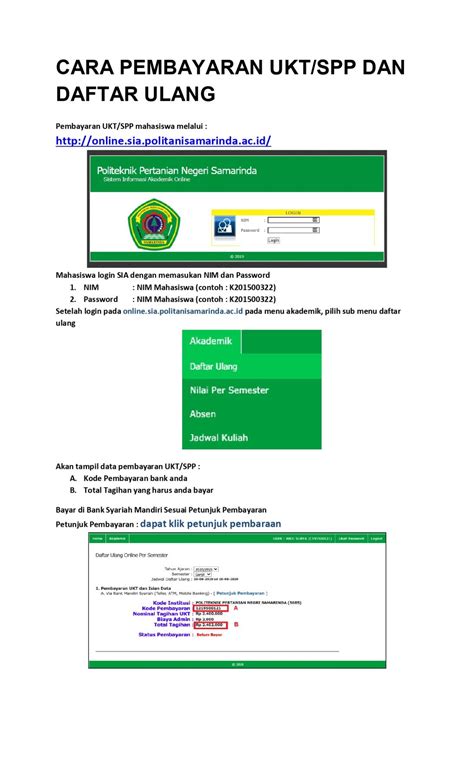 Pengumuman Pembayaran Ukt Dan Daftar Ulang Semester Ganjil Ta 20232024 Politeknik Pertanian