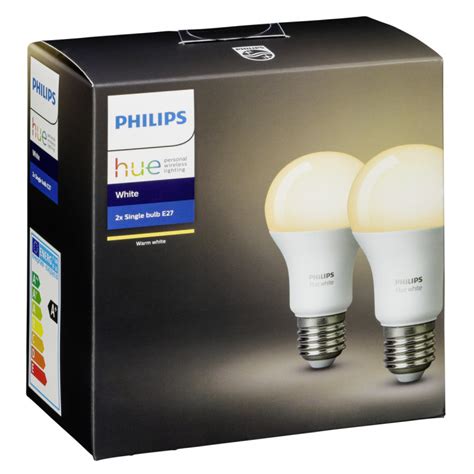 1x2 Philips Hue Led Lamp E27 95w 60w Warm White 800lm Smart