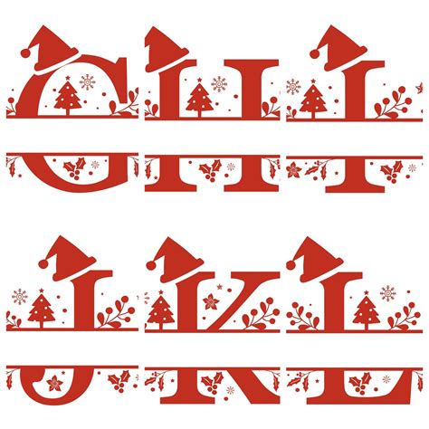 Monograma De Navidad Svg Png Navidad Dividida Svg Png Letras