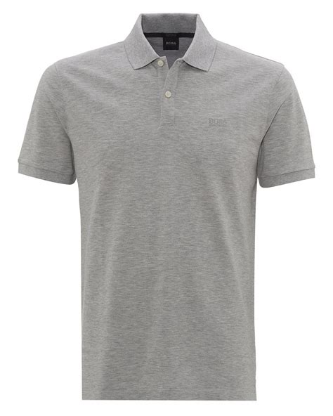 BOSS Business Mens Pallas Polo, Regular Fit Plain Grey Polo Shirt