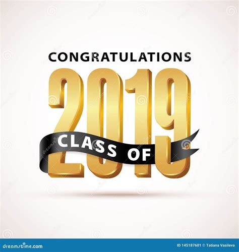 Class Of 2019 Congratulations Gold Lettering Graduation 3d Logo With