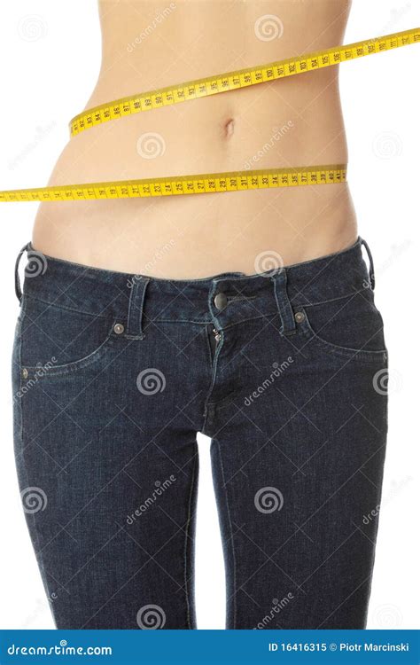 Woman Measuring Her Waist Stock Image Image Of Losing 16416315