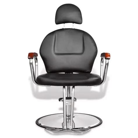 Black Leatherette Hairdressing Chair With Headrest Adjustable Height With Headrest And Footrest ...