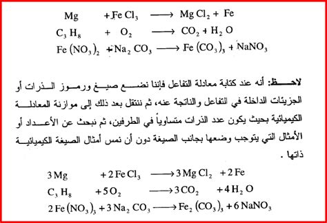 وزن المعادلة الكيميائية Balancing Chemical Equations مصطلحات كيميائية