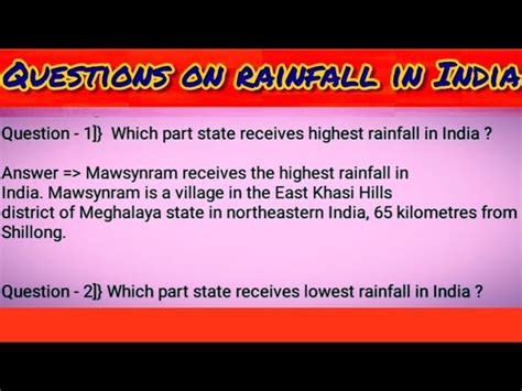 Lowest Rainfall In India