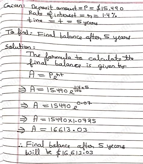 Solved Directions Use The Continuously Compounded Interest Formula To Calculate The Final