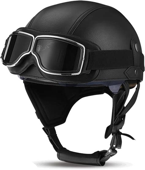 Oldtimer Motorradhelm Retro Leder Halbhelm Retro Pu Leder Half Helm