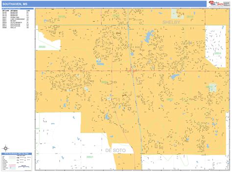 Southaven Mississippi Wall Map (Basic Style) by MarketMAPS - MapSales