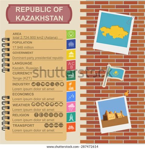 Kazakhstan Infographics Statistical Data Sights Vector Stock Vector