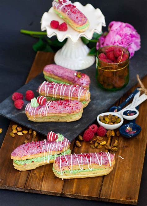 Delicious Raspberry Pistachio Eclairs