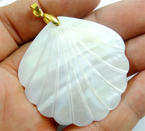 2pc Natural Freshwater Fan Shell Necklace Pendants For Jewelry Making