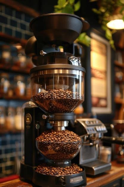 A Coffee Grinder With A Large Container Of Coffee Beans Premium Ai