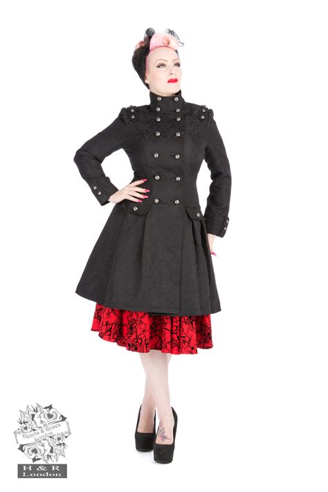 Black Brocade Coat Hearts And Roses London