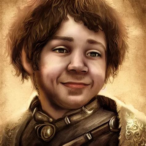 Realistic Portrait Of A Halfling Male Happy Bard Stable Diffusion