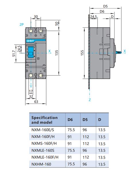 NXM 160S 2300 2P 160A Aptomat Chint MCCB 2 Pha 160A 36kA