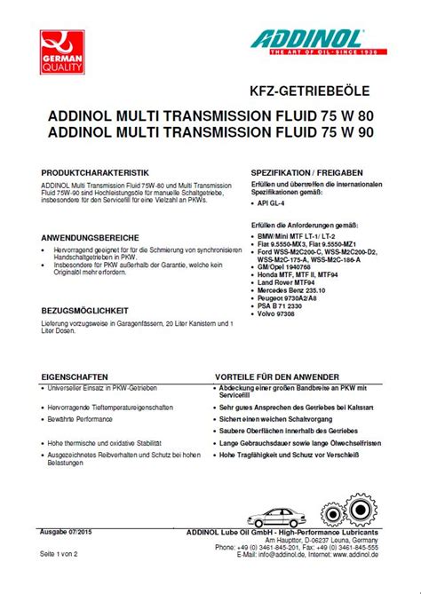Addinol Multi Transmission Fluid - Addinol - Ölanalysen und Ölanalytik ...