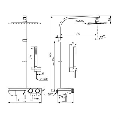 Coloana De Dus Cu Baterie Termostatata Si Etajera Ideal Ceratherm S200