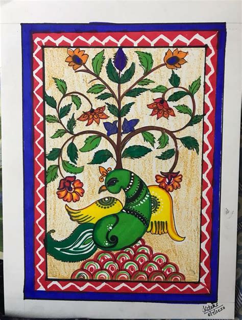 Tree of Life - Kalamkari painting (30 x 42 cms) - International Indian Folk Art Gallery